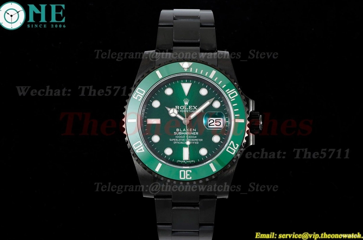 VS3135 SS DLC Green Blaken V6F Dot 40mm Submariner 0407